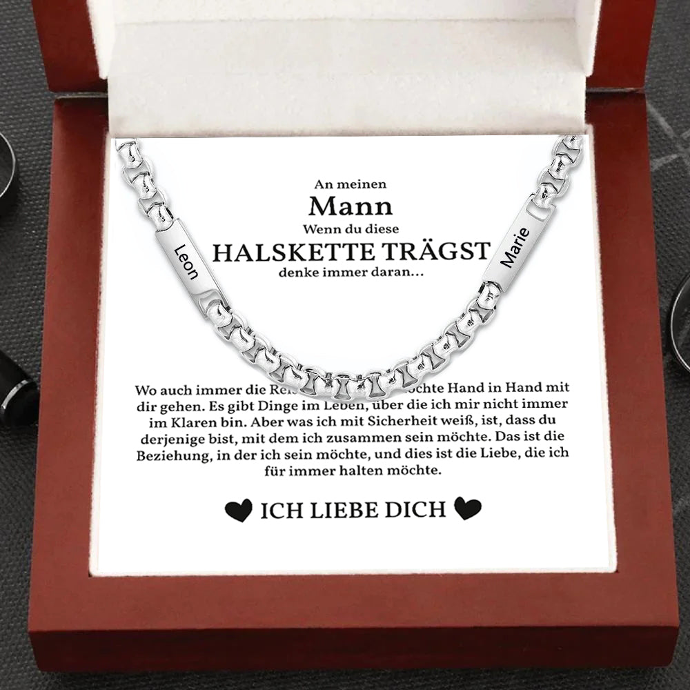 An meinen Mann - Personalisierte Herren Halskette mit 2 Namen