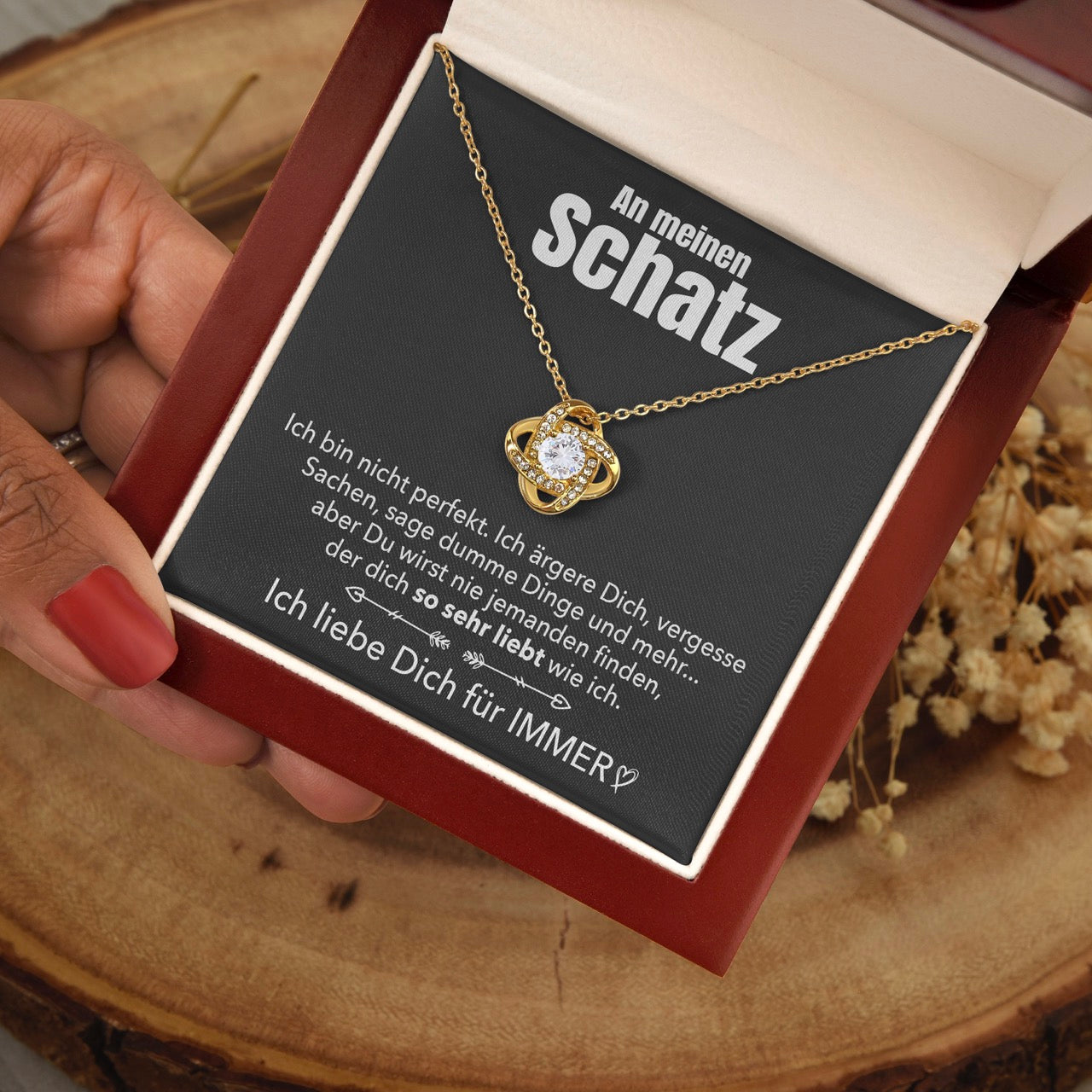 14k Weißgold Ausführung Halskette - An meinen Schatz - Perfekt