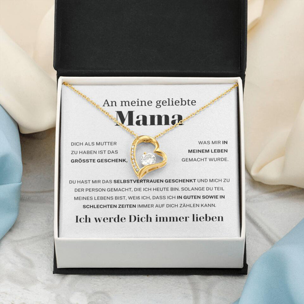 14k Weißgold Ausführung Herz Halskette - An meine geliebte Mama