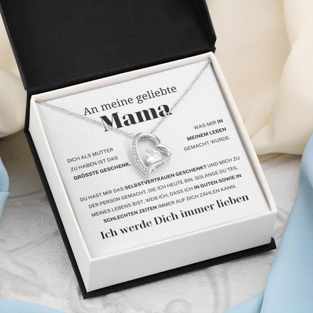 14k Weißgold Ausführung Herz Halskette - An meine geliebte Mama