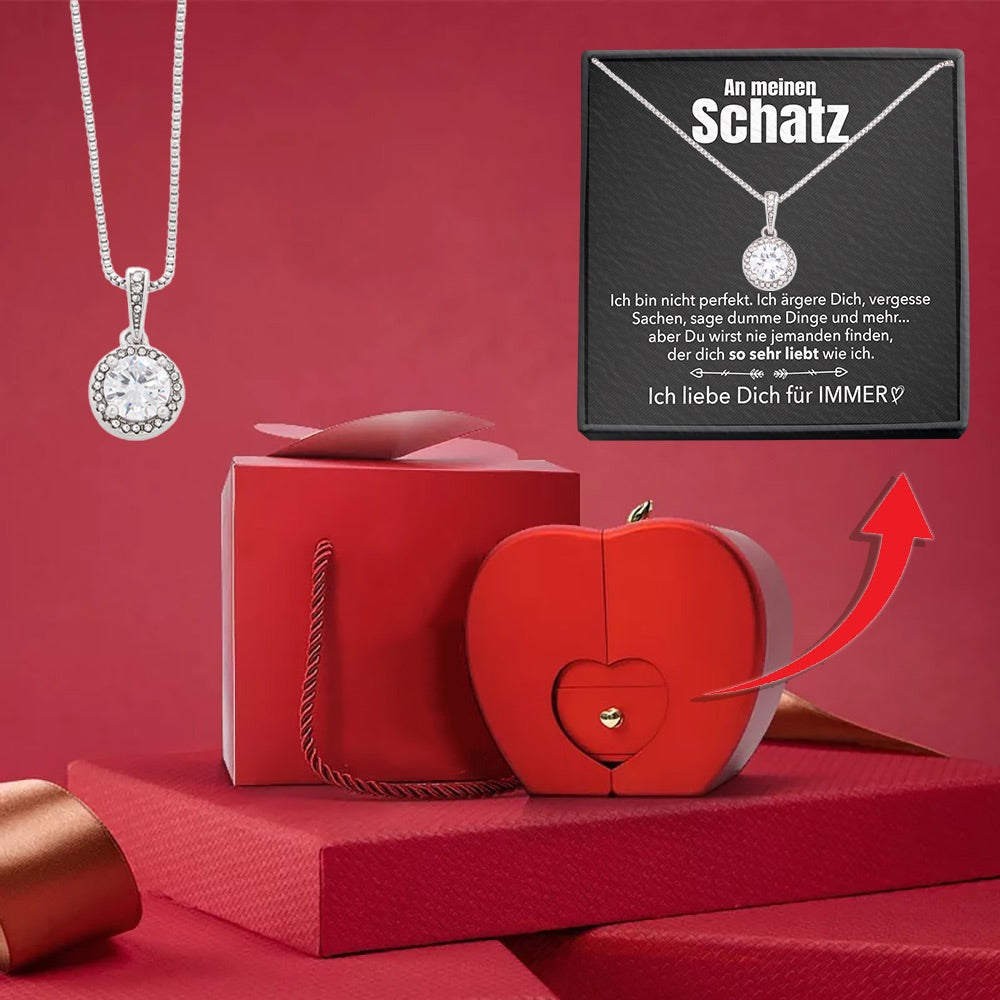 14k Weißgold Ausführung Kreis Halskette - Mit echter Rose - An meinen Schatz