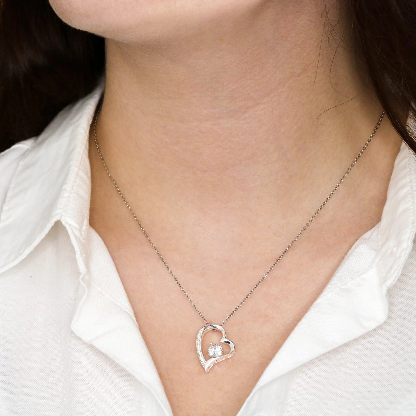 14k Weißgold Ausführung Herz Halskette - Mit echter Rose - An meinen Schatz