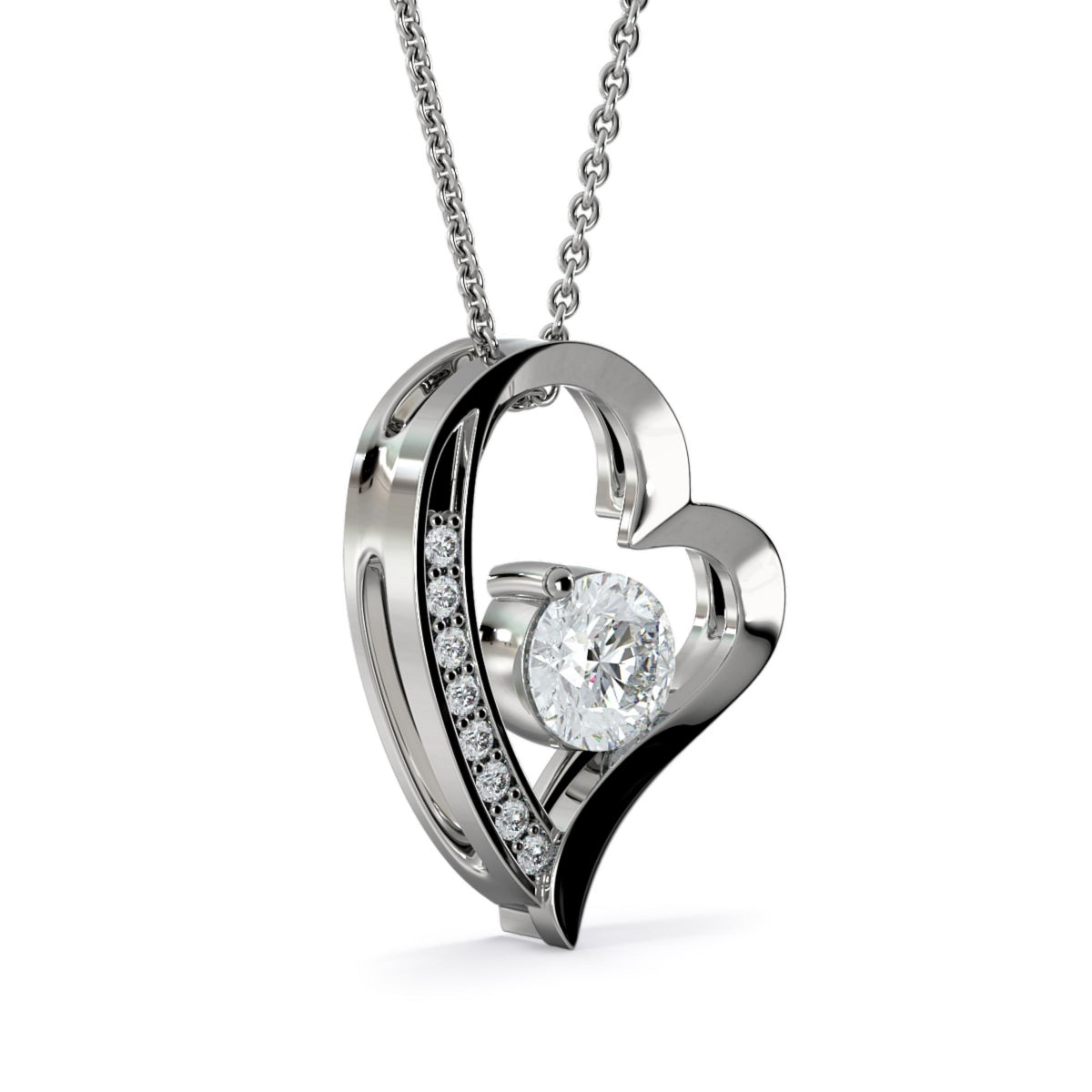 14k Weißgold Ausführung Halskette + GRATIS Ohrringe - An meine Mama - Ich liebe dich für immer