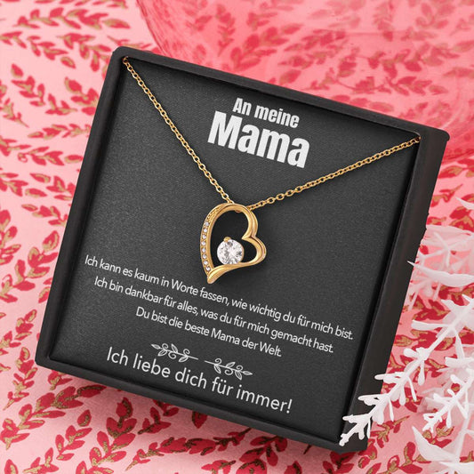 14k Weißgold Ausführung Halskette - An meine Mama - Ich liebe dich für immer