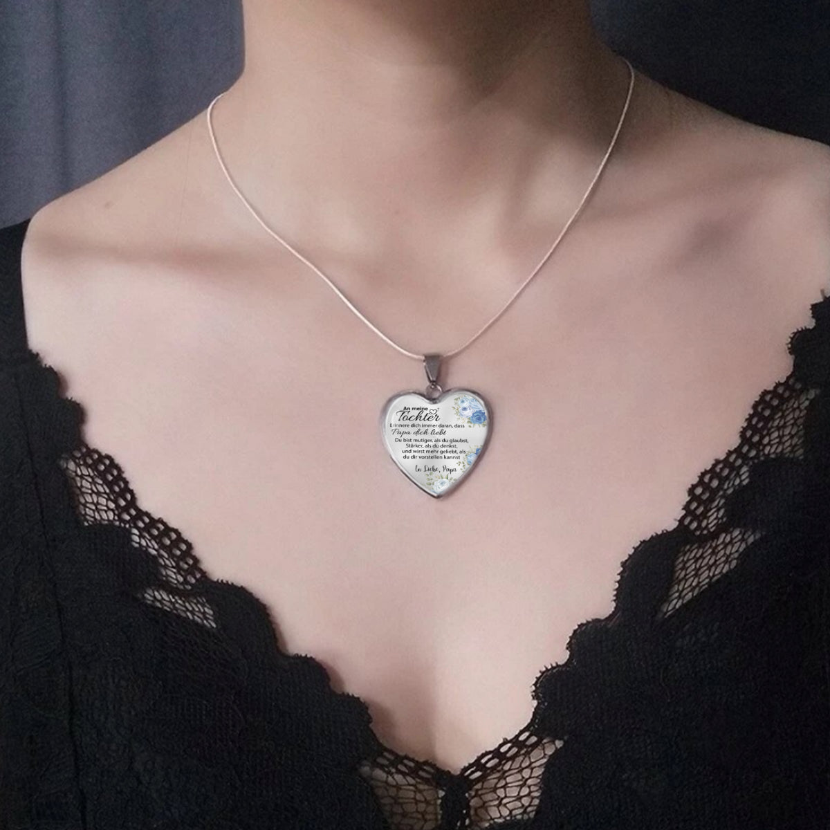 Herz-Halskette - An meine Tochter von Papa - Mutig