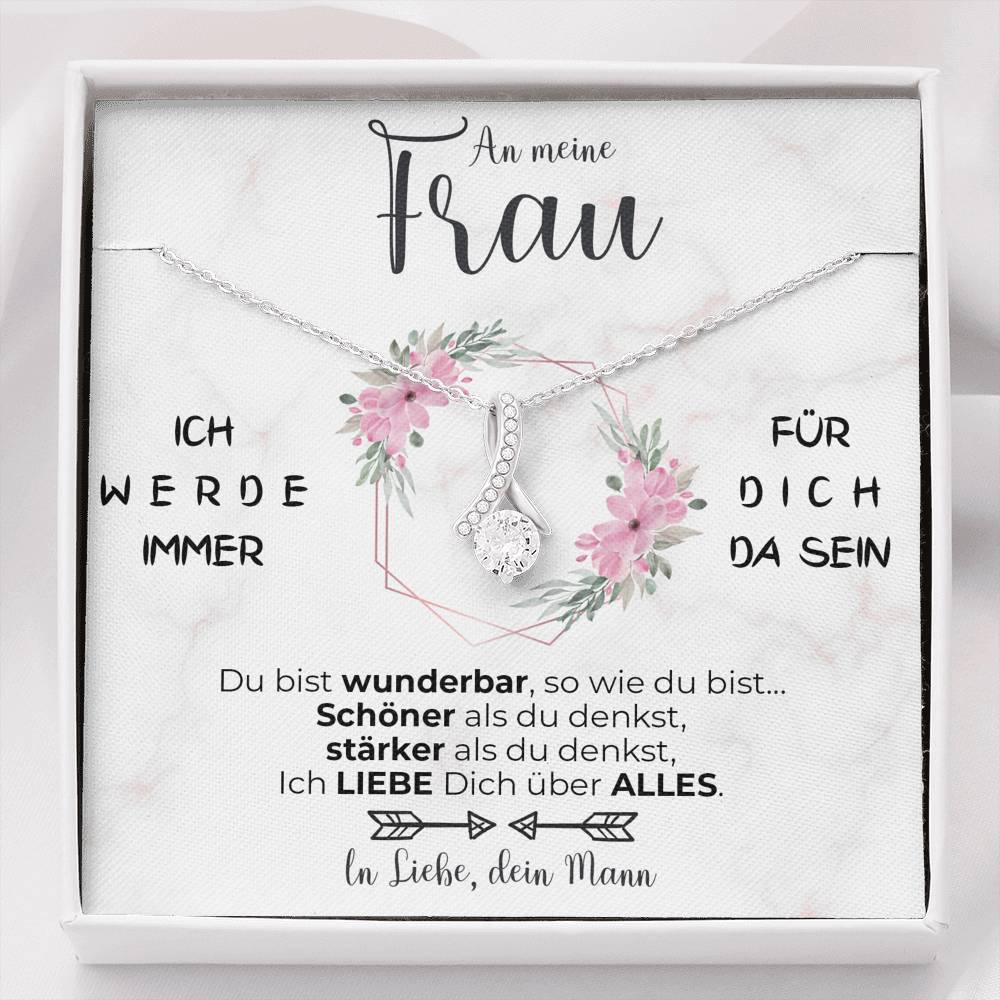 Weißgold Ausführung Halskette - An meine Frau - Rosen