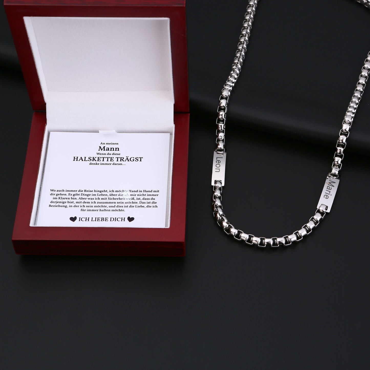 An meinen Mann - Personalisierte Herren Halskette mit 2 Namen