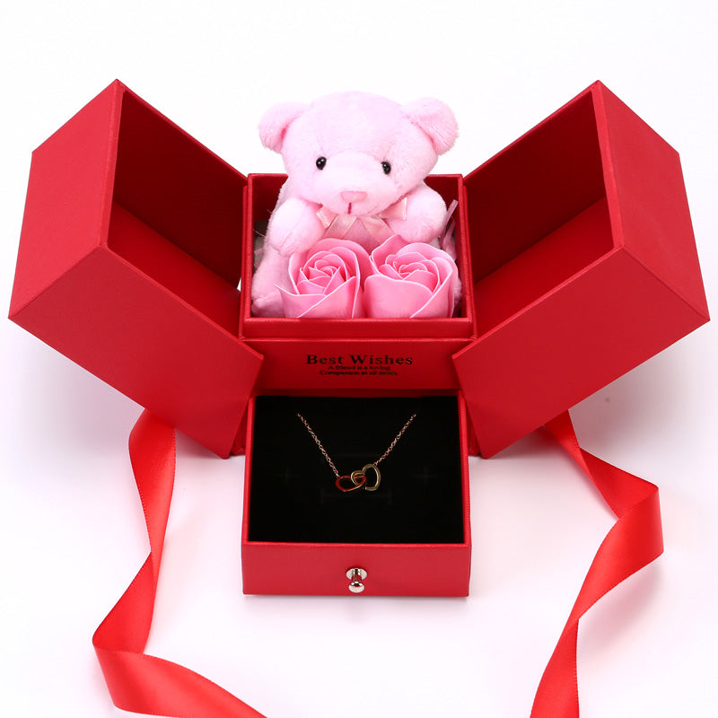 Rosenbär Box - Gravierte Halskette & ewige Rosen