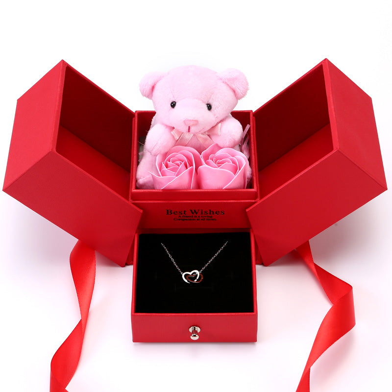 Rosenbär Box - Gravierte Halskette & ewige Rosen