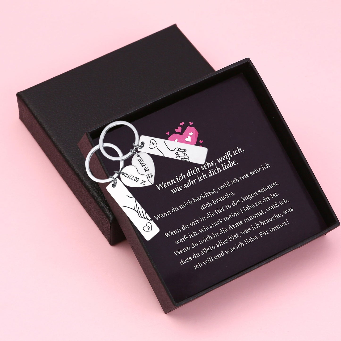 Personalisierter Herz-Schlüsselanhänger - Mit Datum & Initialen