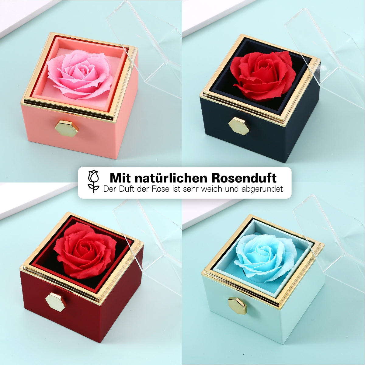 Ewige Rosenbox – Halskette mit geheimer Nachricht und echter Rose