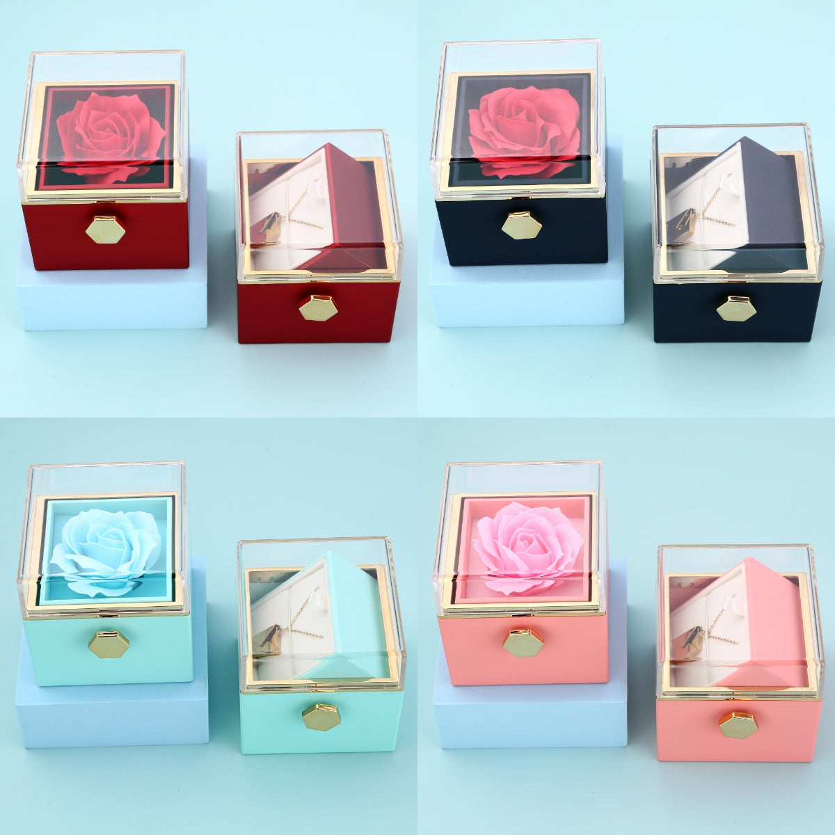 Ewige Rosenbox – Halskette mit geheimer Nachricht und echter Rose