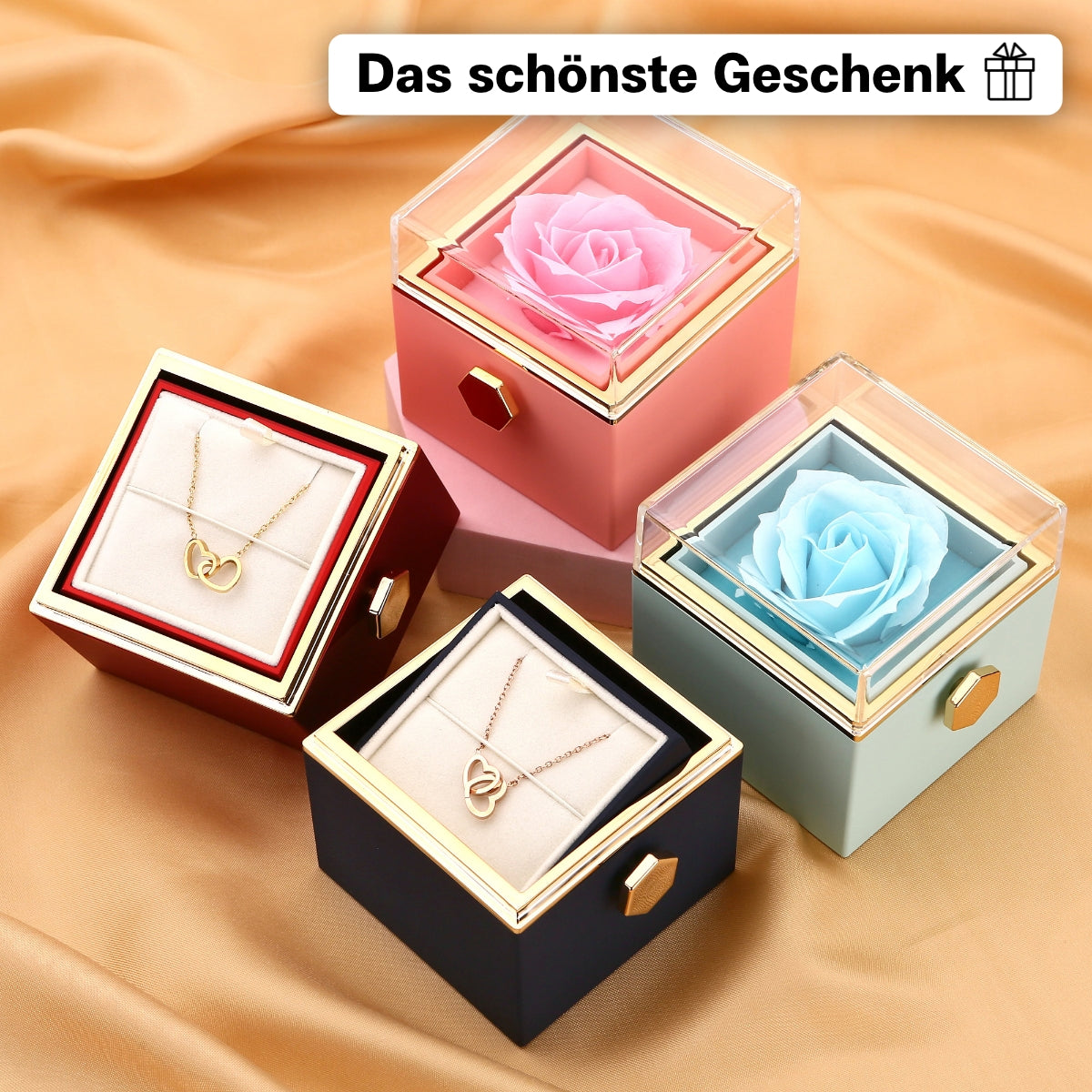 Ewige Rosenbox - Mit Gravierter Halskette & echter Rose