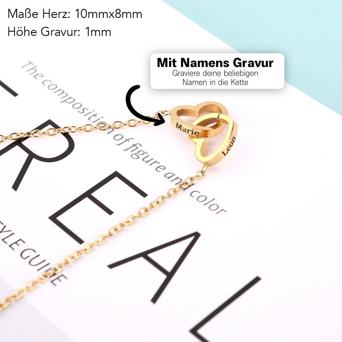 Ewige Rosenbär Box - Gravierte Halskette mit Notiz & ewiger Rose