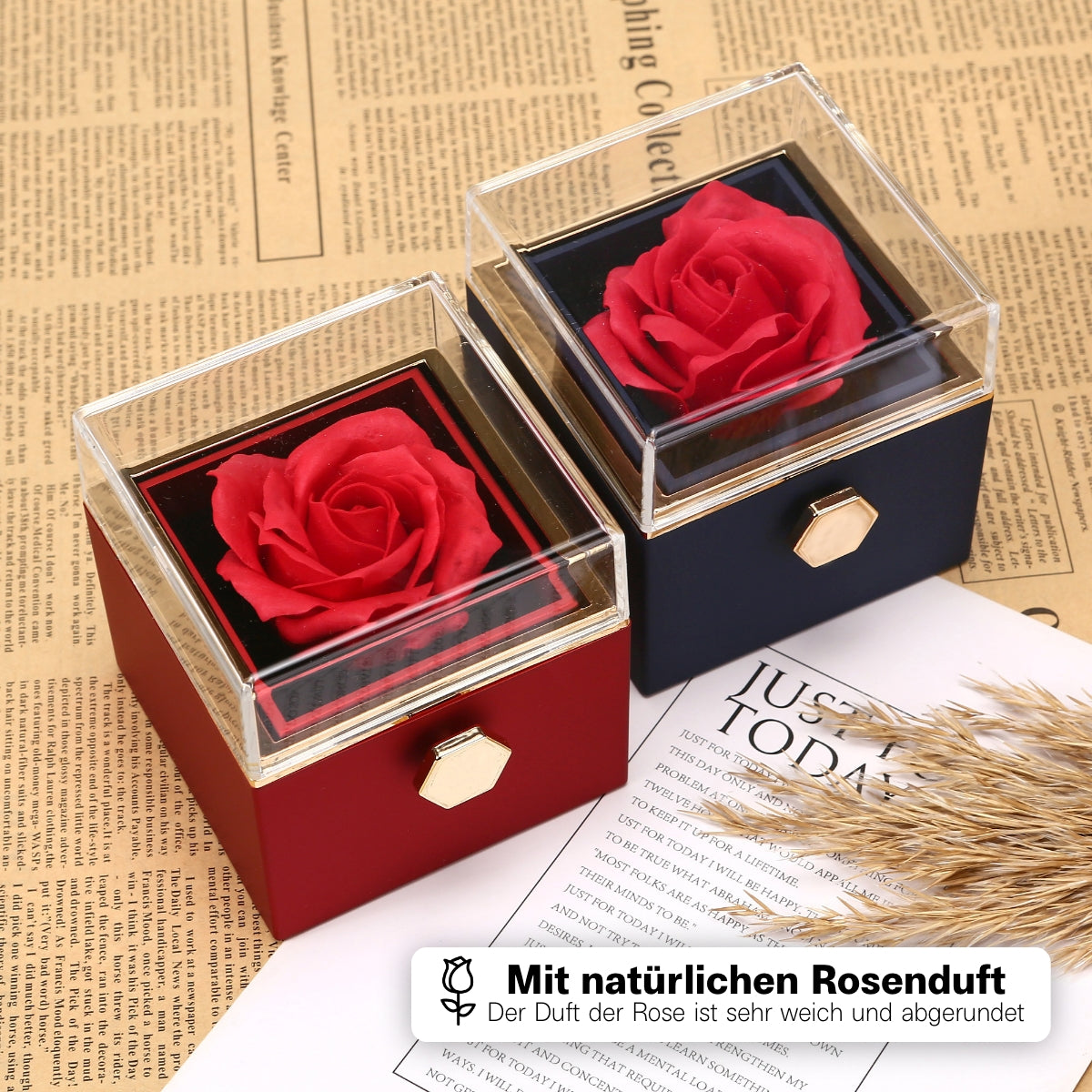 Ewige Rosenbox - Mit Gravierter Halskette & echter Rose