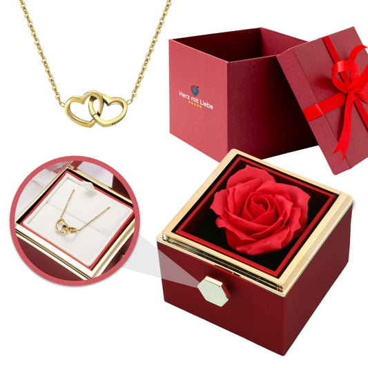 Ewige Rosenbox - Mit Gravierter Halskette & echter Rose
