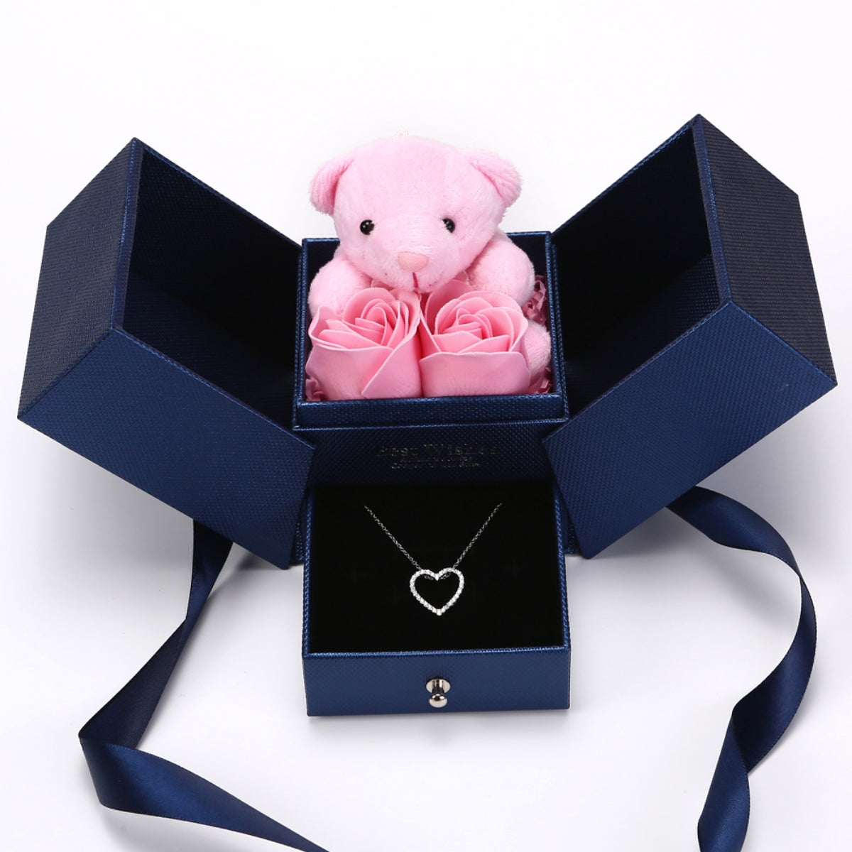 Rosenbär Box - Sterling Silber Halskette & ewige Rosen