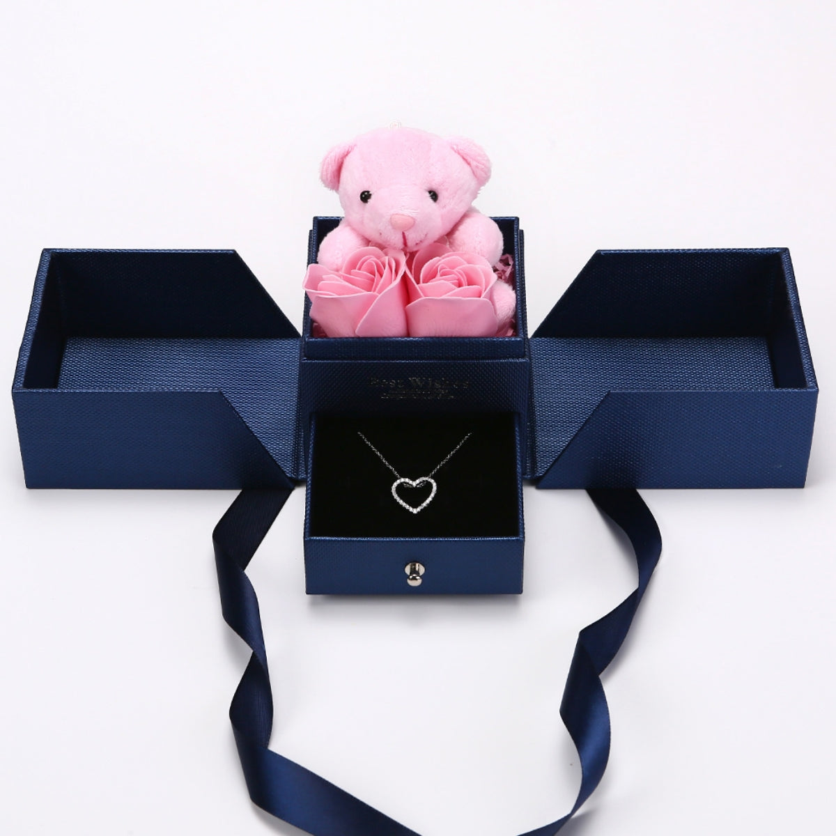 Rosenbär Box - Sterling Silber Halskette & ewige Rosen