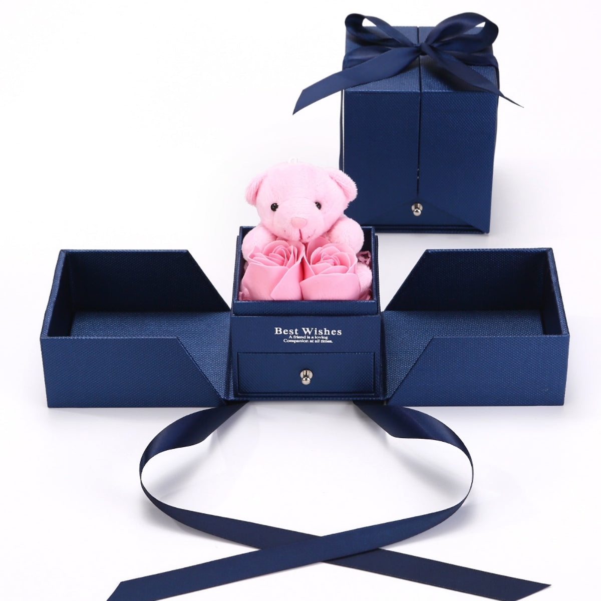 Ewige Rosenbär Box - Gravierte Halskette & ewige Rosen