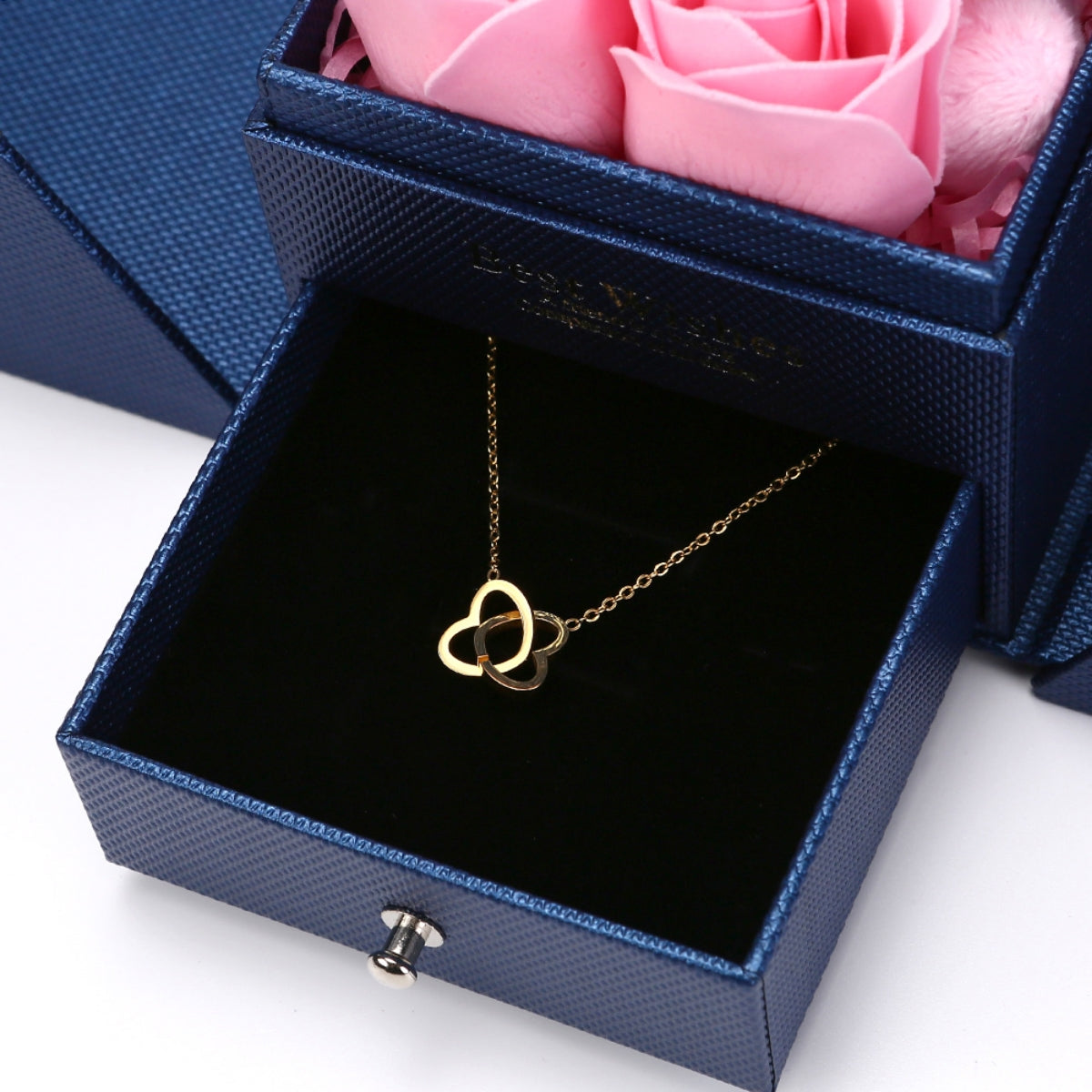 Ewige Rosenbär Box - Gravierte Halskette & ewige Rosen