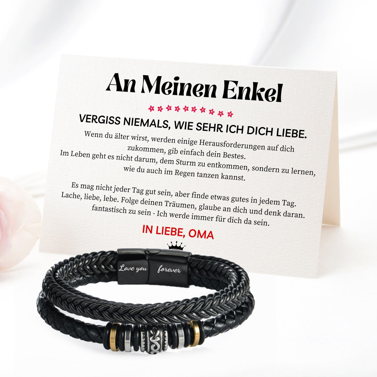 An meinen Enkel - Ich liebe dich - Herren Lederarmband