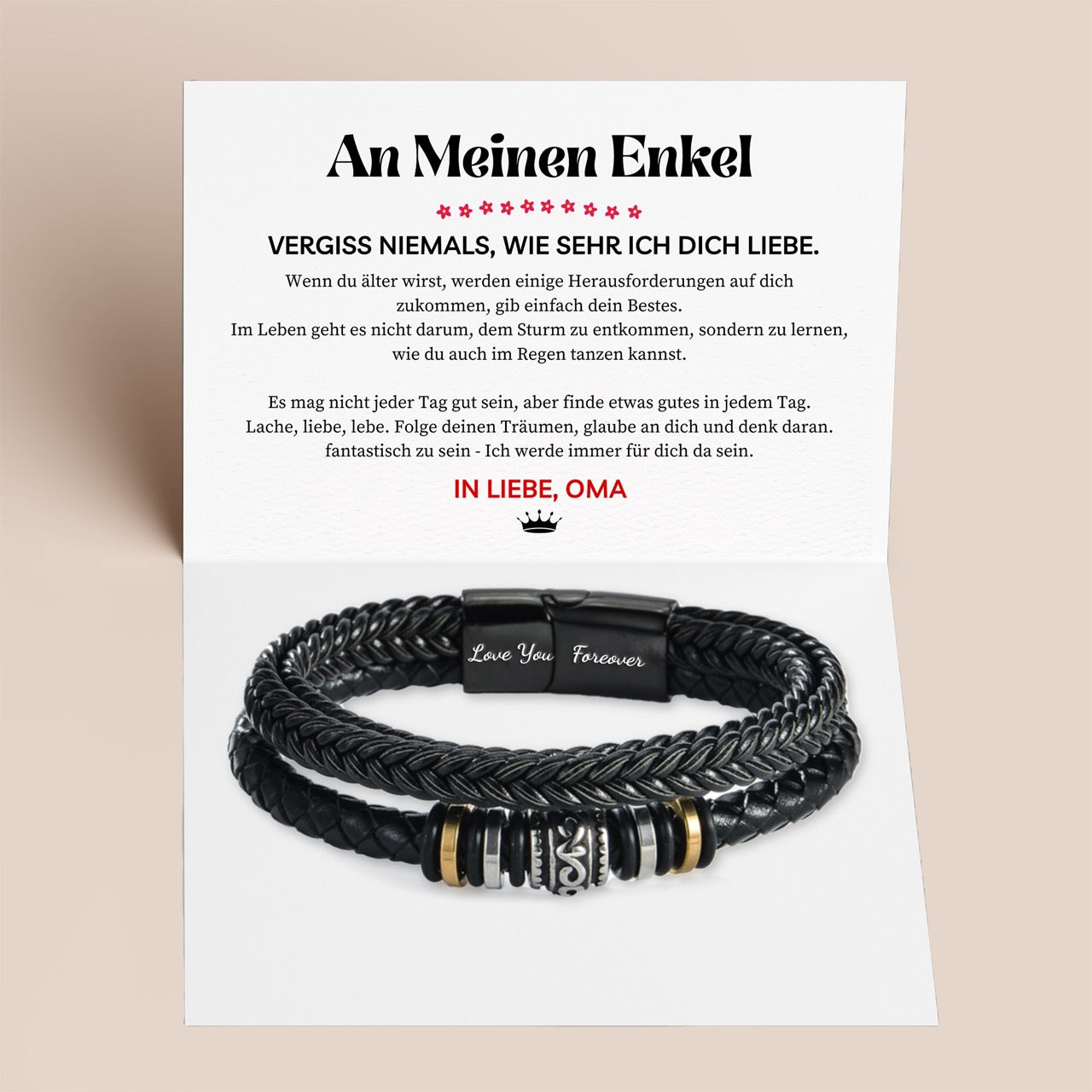 An meinen Enkel - Ich liebe dich - Herren Lederarmband