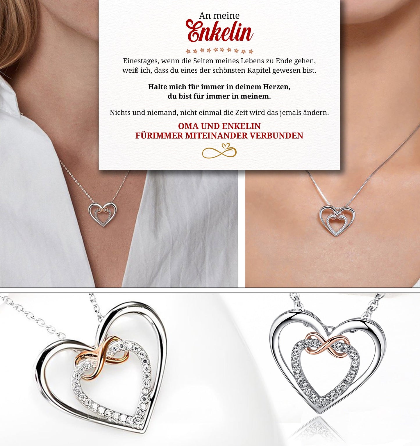 S925 Sterling Silber Herz Halskette - An meine Enkelin