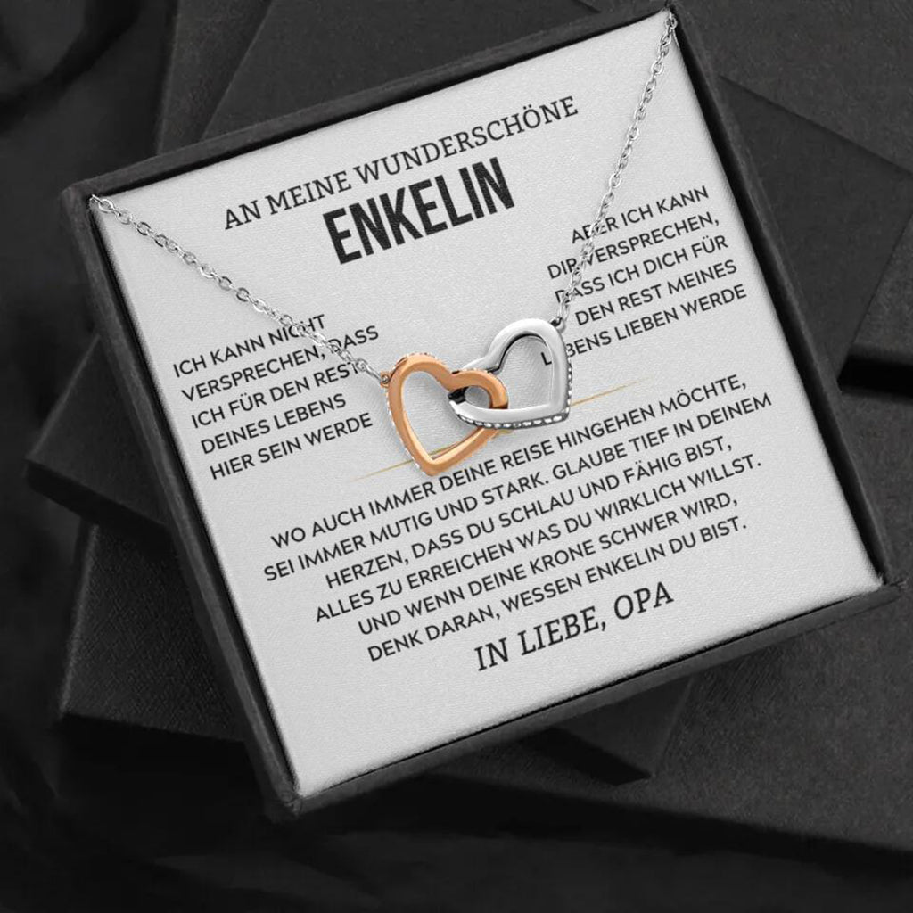 [FAST AUSVERKAUFT] An meine wunderschöne Enkelin - Verflochtene Herz-Halskette Geschenk Set