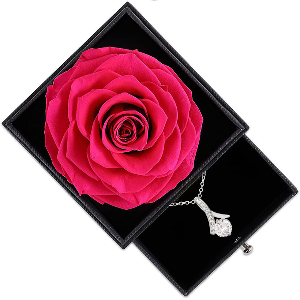 Rosenbox - Weißgold Ausführung Stil-Halskette - An meinen Schatz