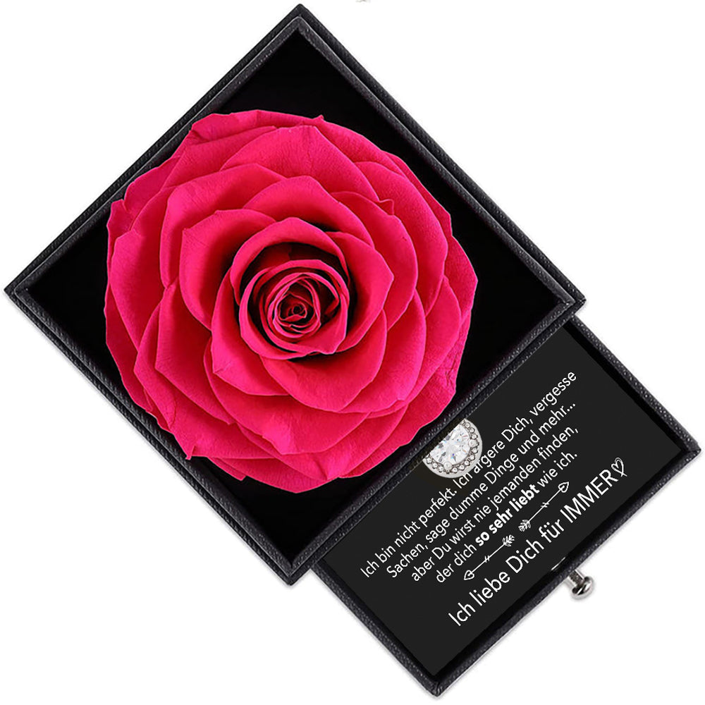 Rosenbox - Weißgold Ausführung Kreis Halskette - An meinen Schatz