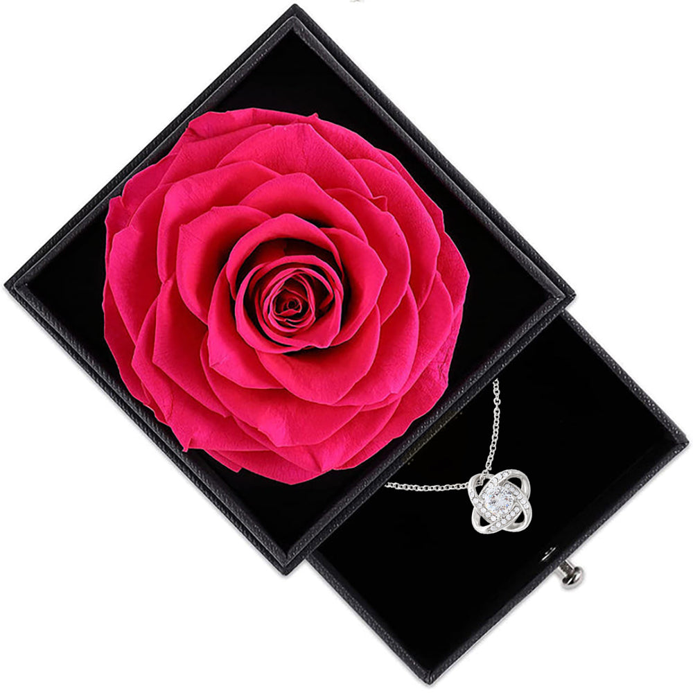 Rosenbox - Weißgold Ausführung Liebesknoten Halskette - An meinen Schatz