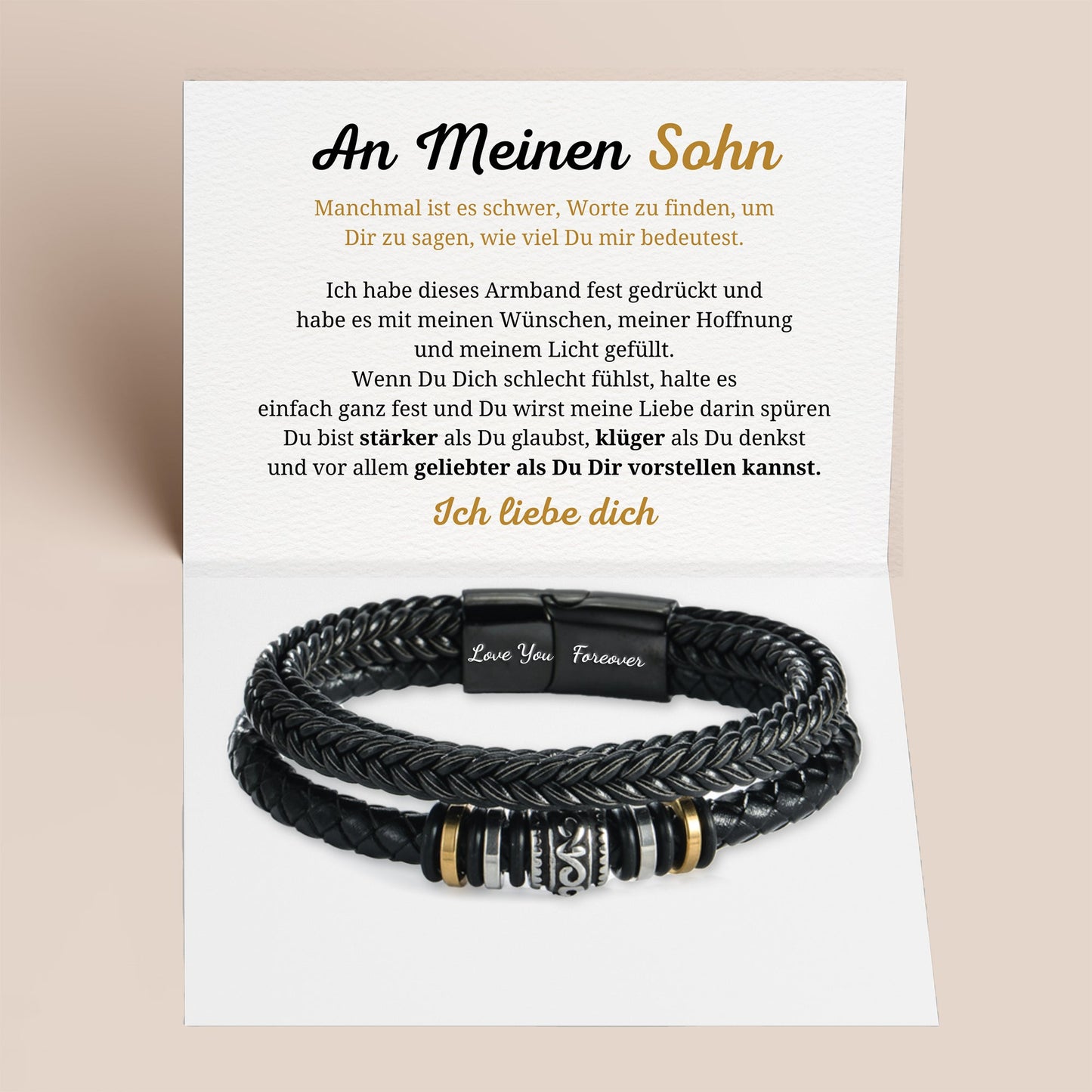 An meinen Sohn - Ich liebe dich - Herren Lederarmband