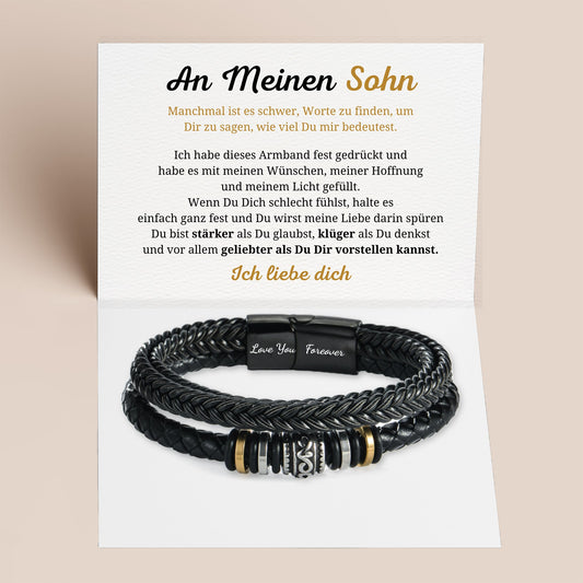 An meinen Sohn - Ich liebe dich - Herren Lederarmband