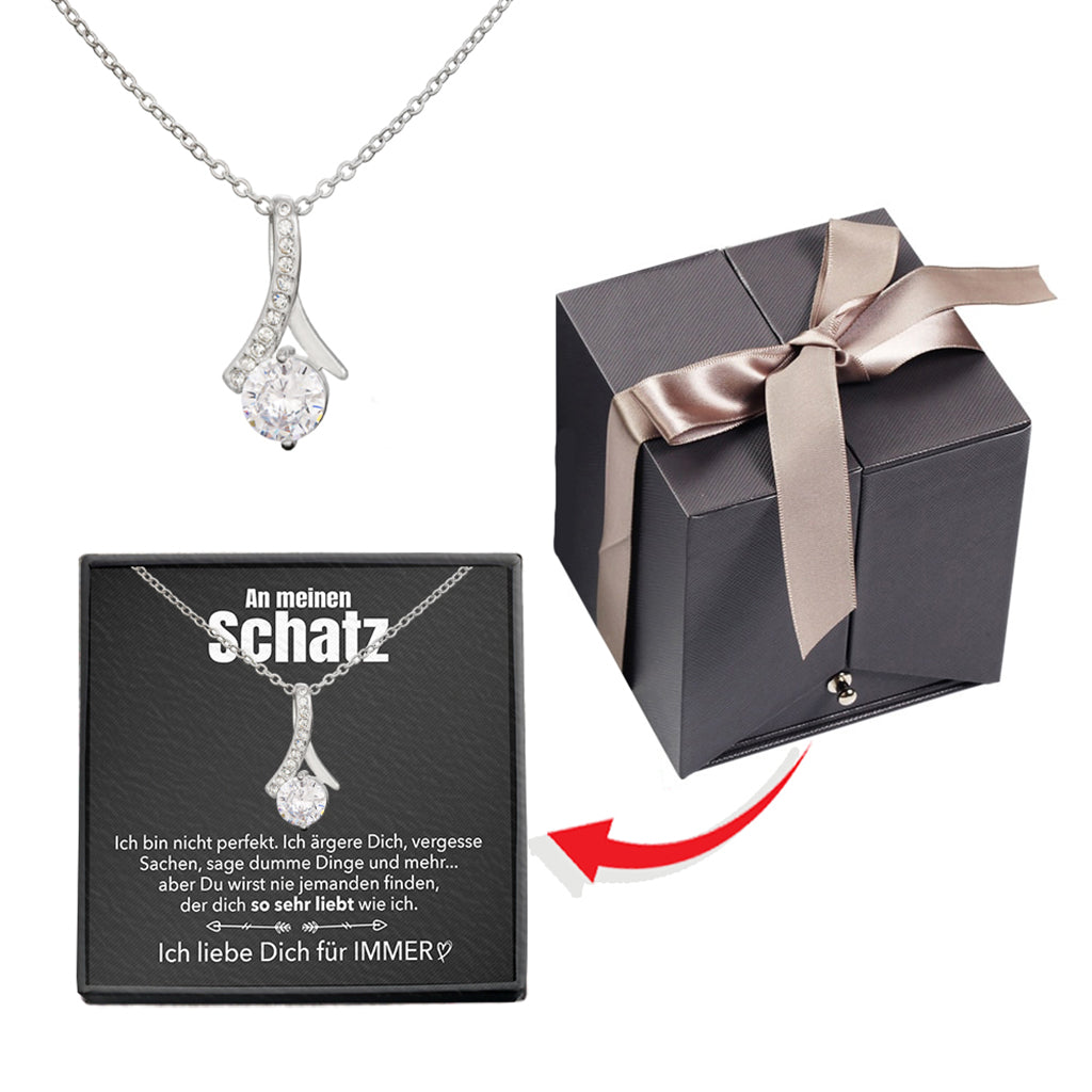 Rosenbox - Weißgold Ausführung Stil-Halskette - An meinen Schatz