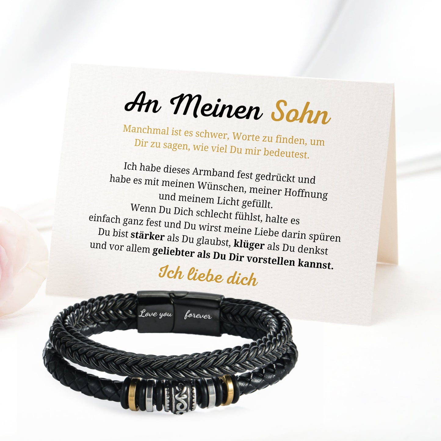 An meinen Sohn - Ich liebe dich - Herren Lederarmband