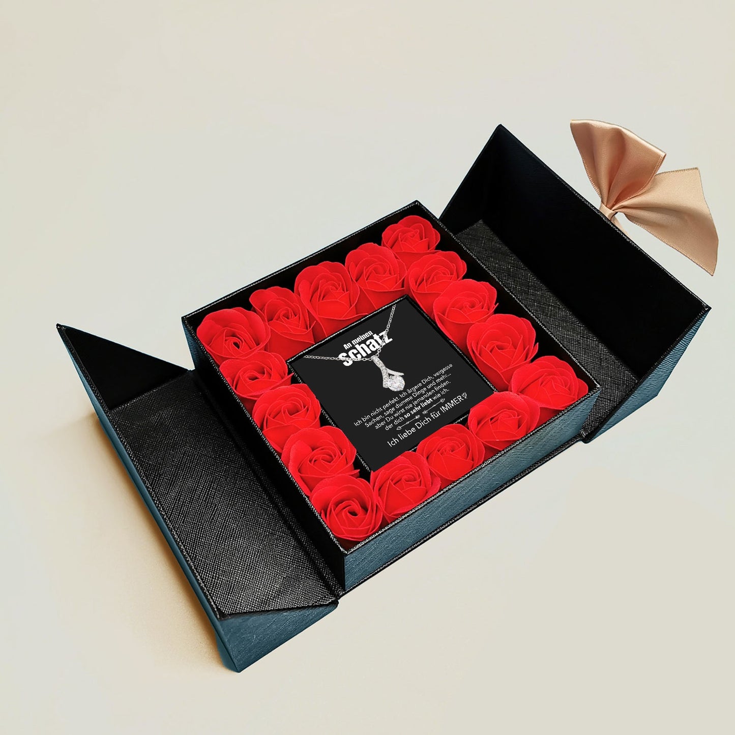 Aufklappbare Rosenbox Weißgold Ausführung Stil-Halskette - An meinen Schatz