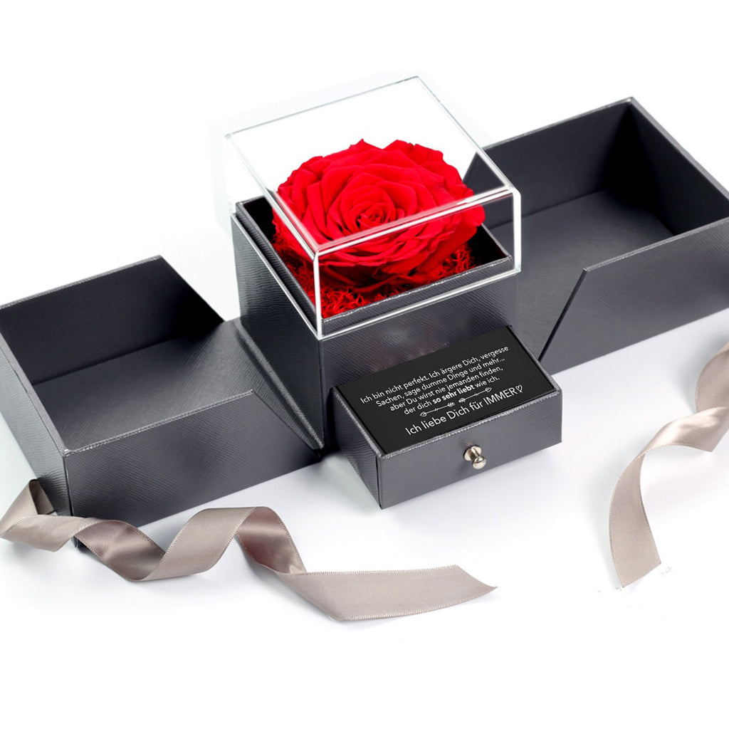 Rosenbox - Weißgold Ausführung Herz Halskette - An meinen Schatz