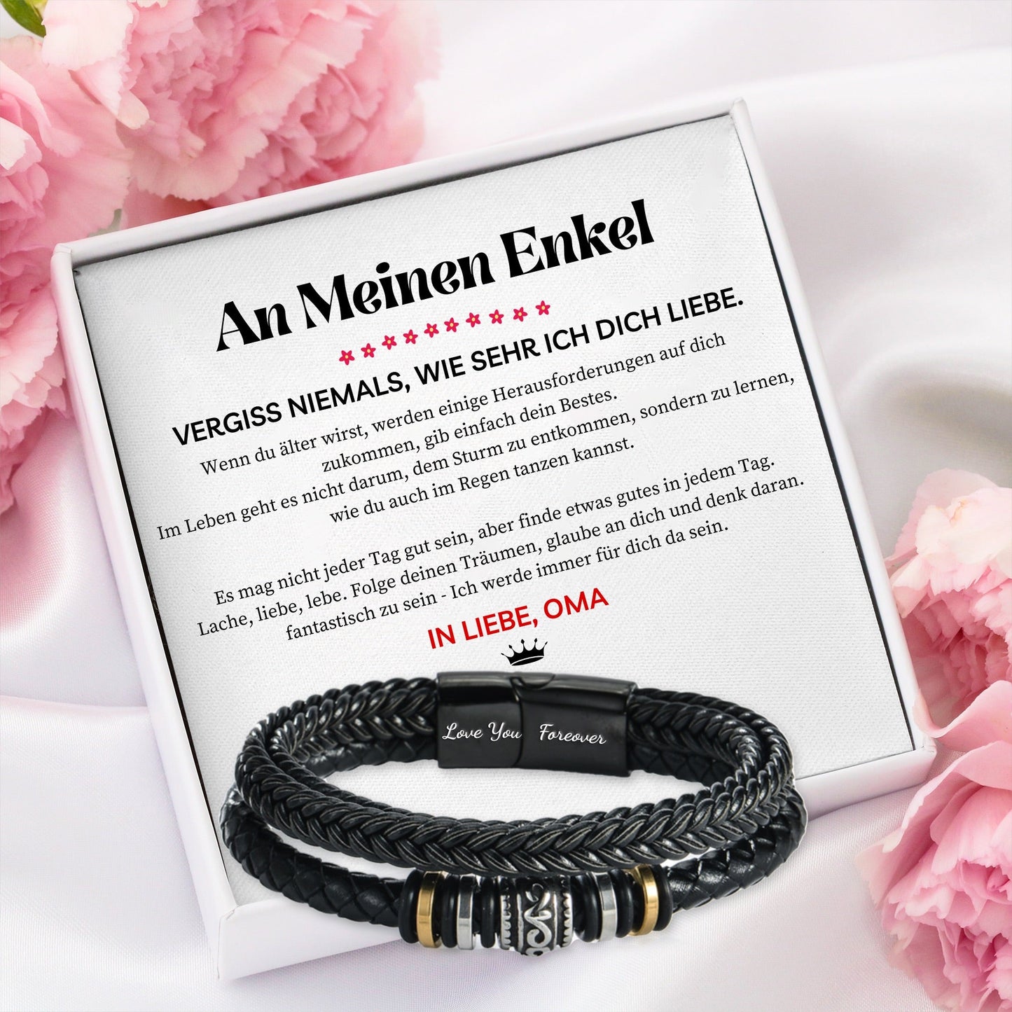 An meinen Enkel - Ich liebe dich - Herren Lederarmband