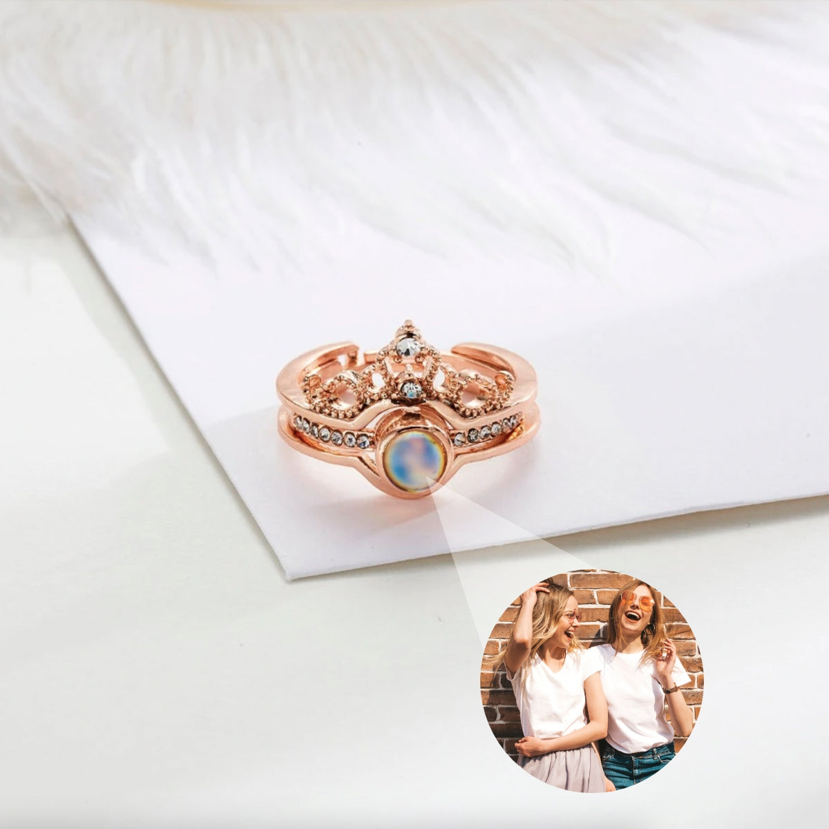 Personalisierter Foto Kronen Ring