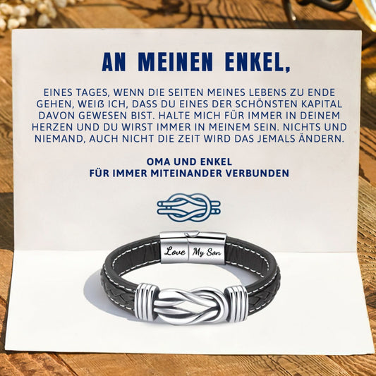 Oma und Enkel Für Immer Miteinander Verbunden - Geflochtenes Lederarmband