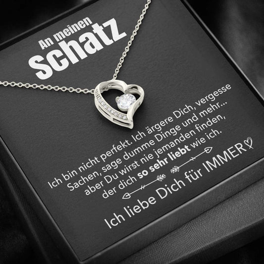 14k Weißgold Ausführung Herz Halskette - An meinen Schatz - Elegant