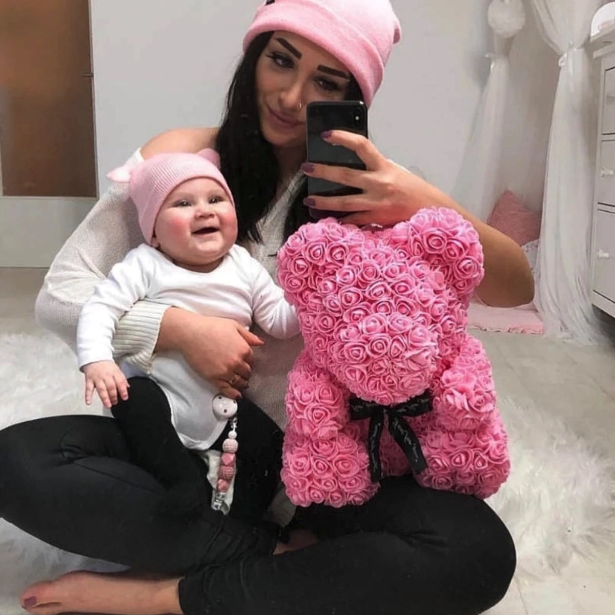 Pinker Rosenbär Geschenkset 40cm