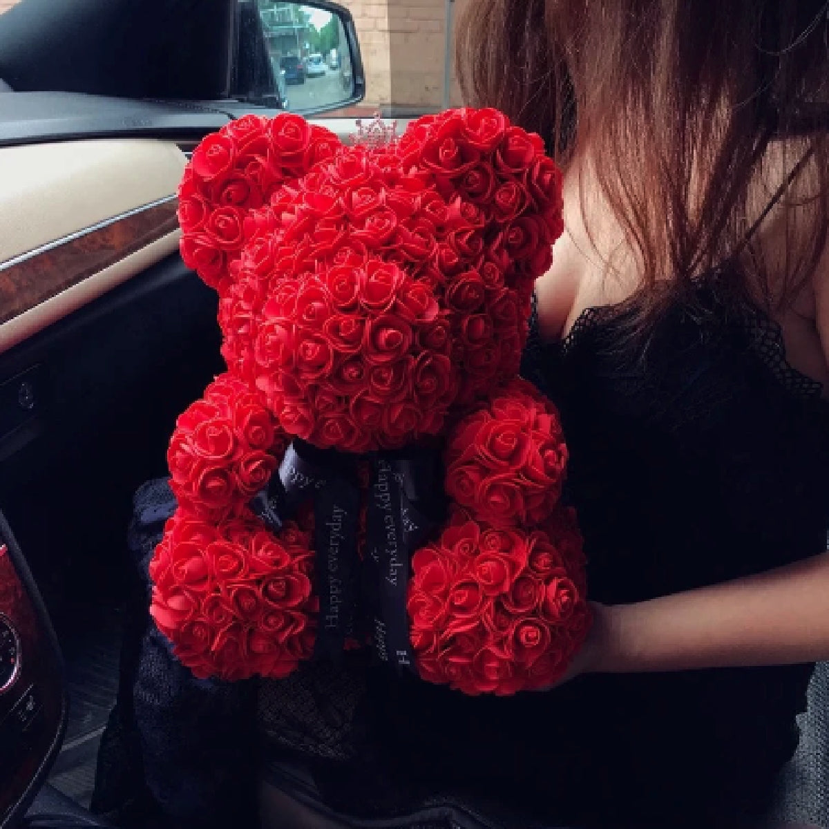 Türkiser Rosenbär Geschenkset 40cm