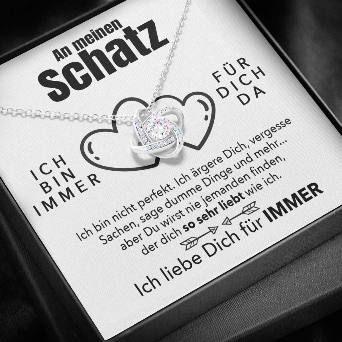 Weißgold Ausführung Halskette - An meinen Schatz - Ich liebe Dich