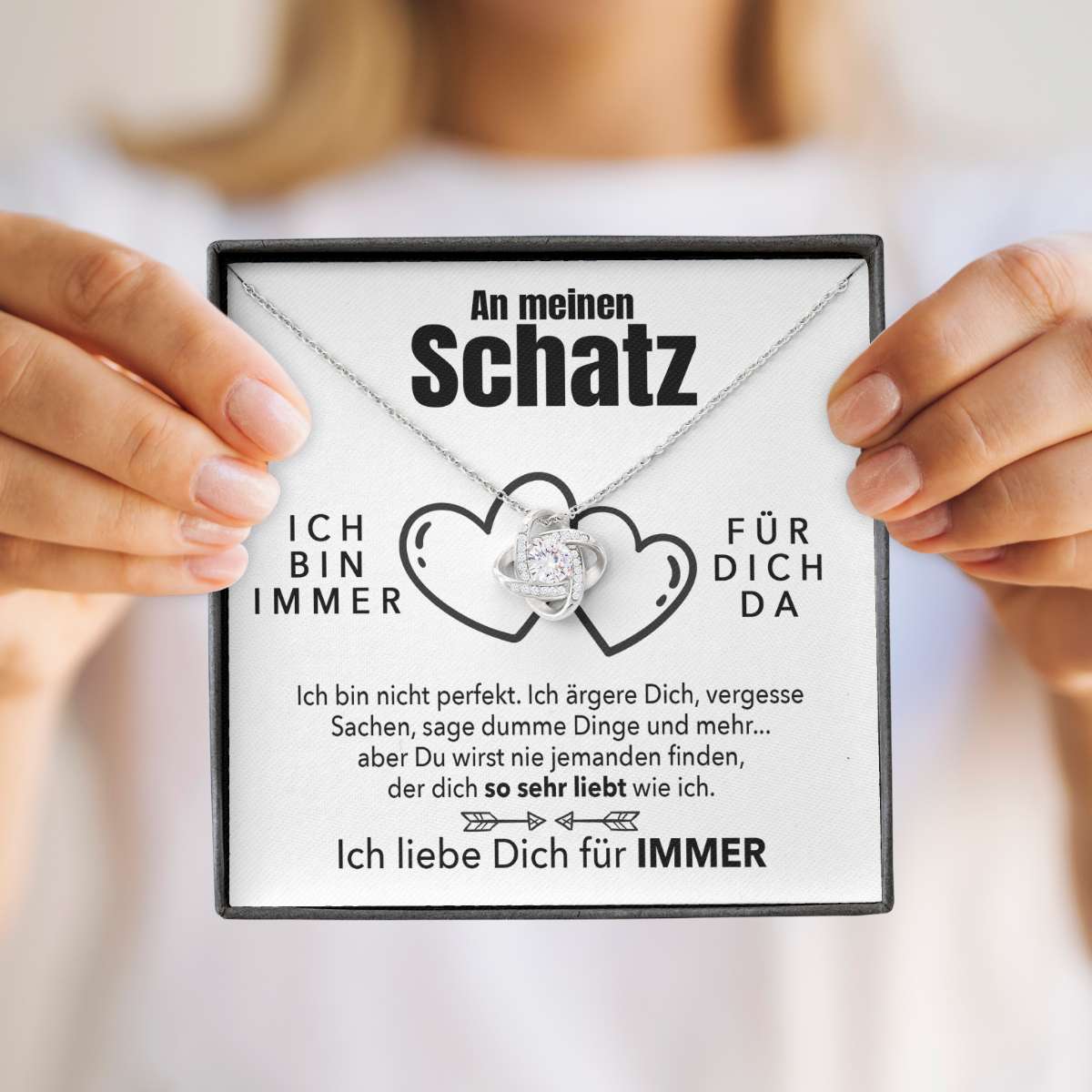 Weißgold Ausführung Halskette - An meinen Schatz - Ich liebe Dich