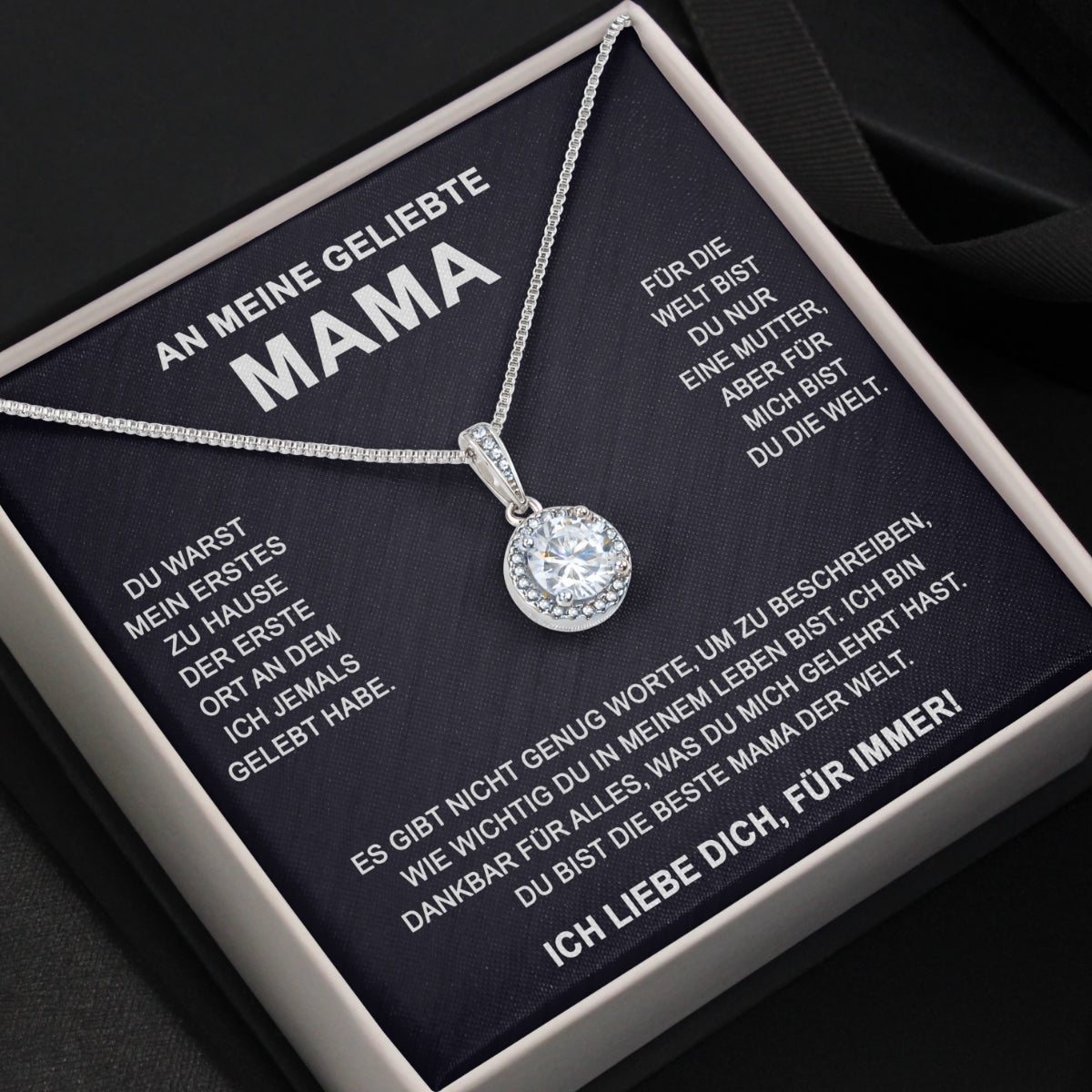 14k Weißgold Ausführung Kreis-Halskette + GRATIS Ohrringe - An meine geliebte Mama