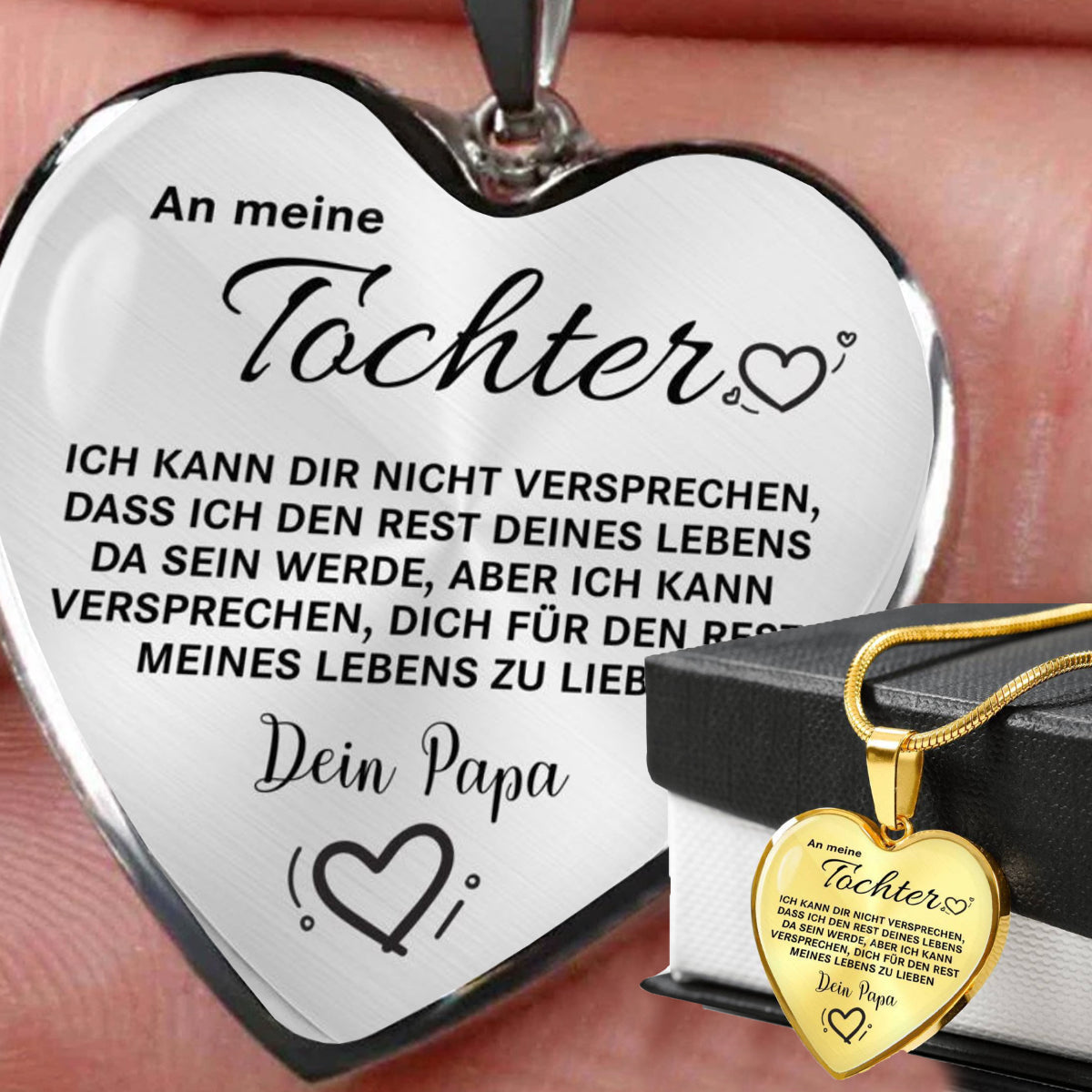 Herz-Halskette - An meine Tochter von Papa - Liebe