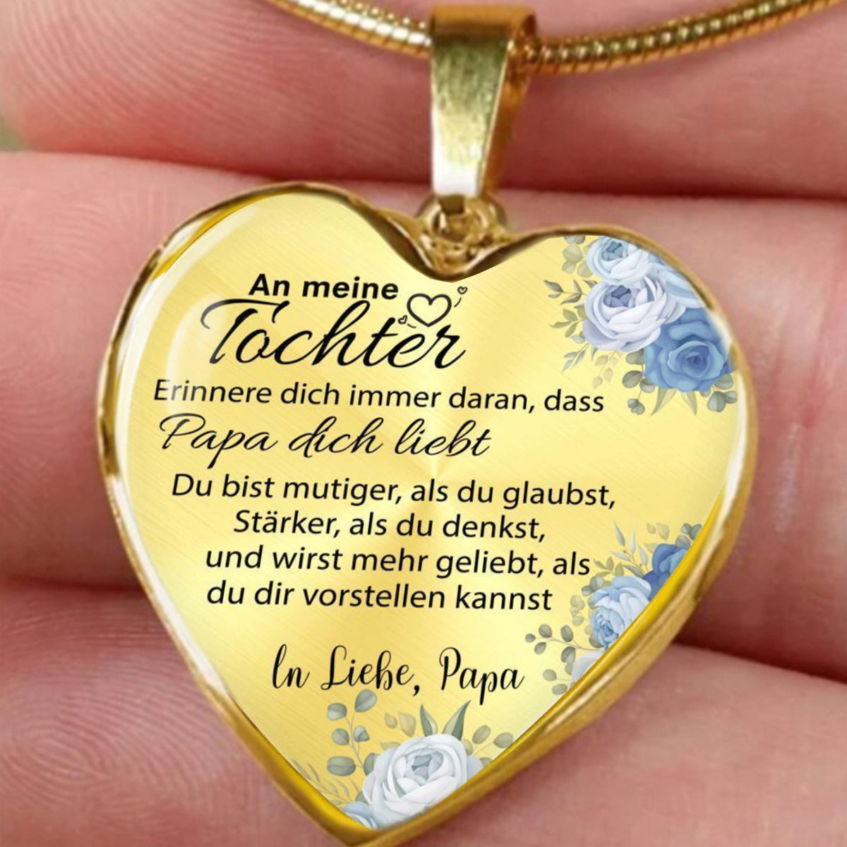 Herz-Halskette - An meine Tochter von Papa - Mutig