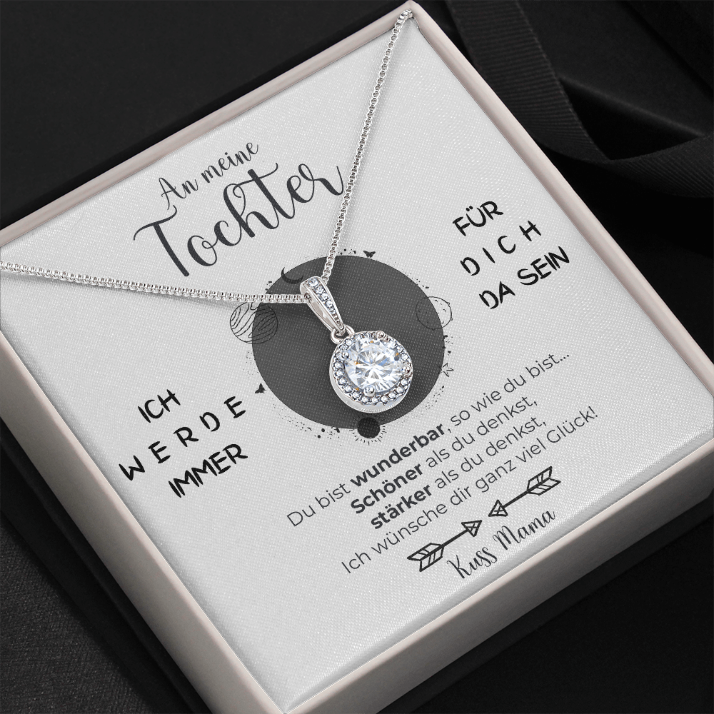 14k Weißgold Ausführung Kreis Halskette - An meine Tochter
