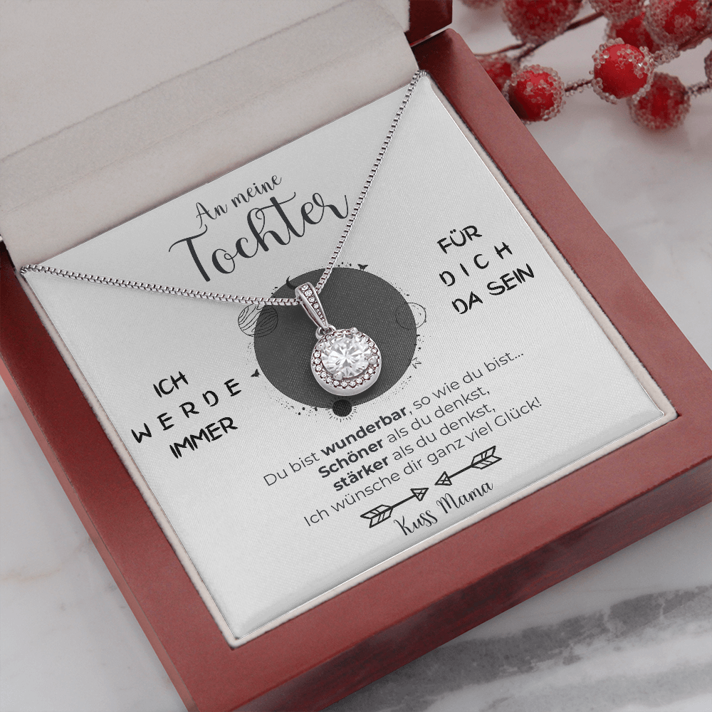 14k Weißgold Ausführung Kreis Halskette - An meine Tochter